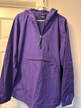 Charles River Apparel Purple Hooded Pullover Windbreaker